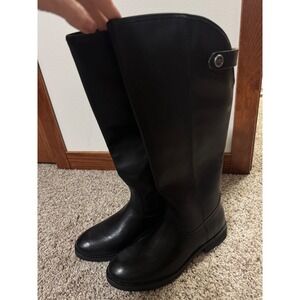 Frye and Co Kellie Button Tall Black Leather Equestrian Riding Boots FO10298 8M